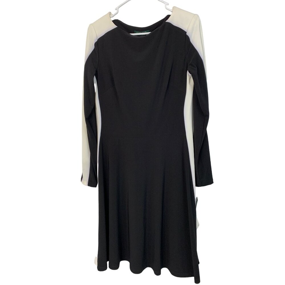 Lauren Ralph Lauren Womens Colorblock Dress Size 10 black Knit NWT 7750